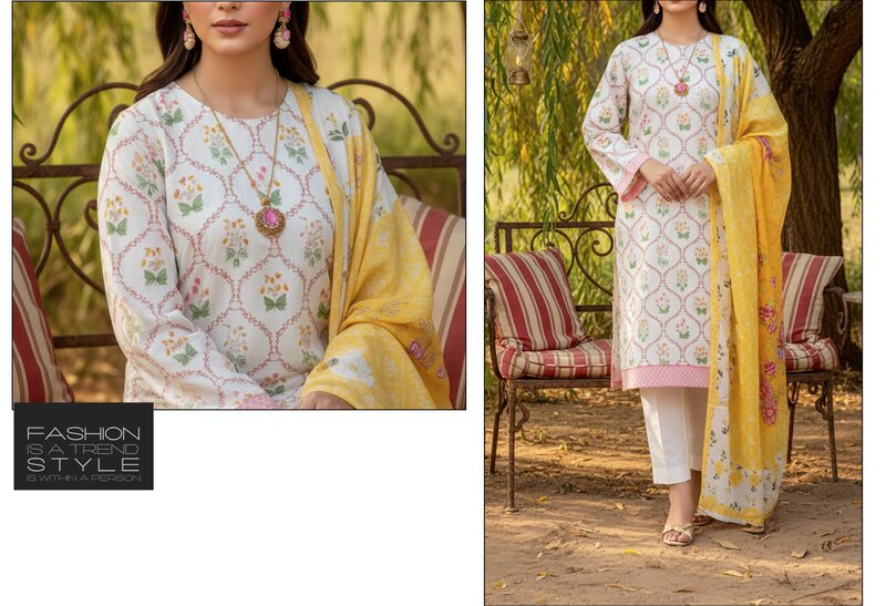 Rangoli 2- Digital Printed Doria Lawn - Design 09
