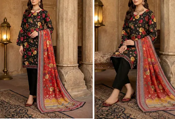 Rim Jhim- Digital Printed Doria Lawn - Design 02