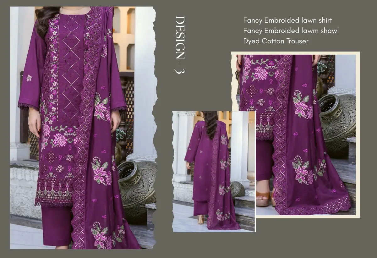Anabiya 2- Fancy Embroided Doria Lawn - Design 03