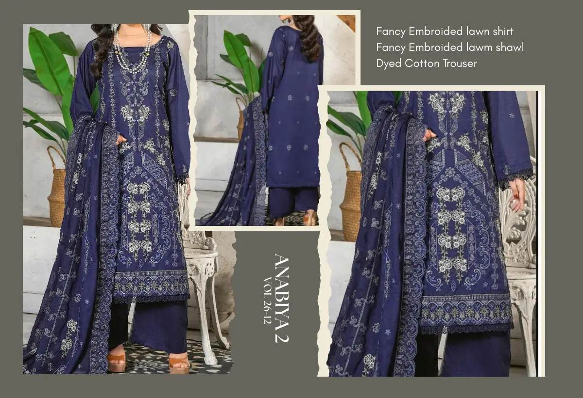 Anabiya 2- Fancy Embroided Doria Lawn - Design 01